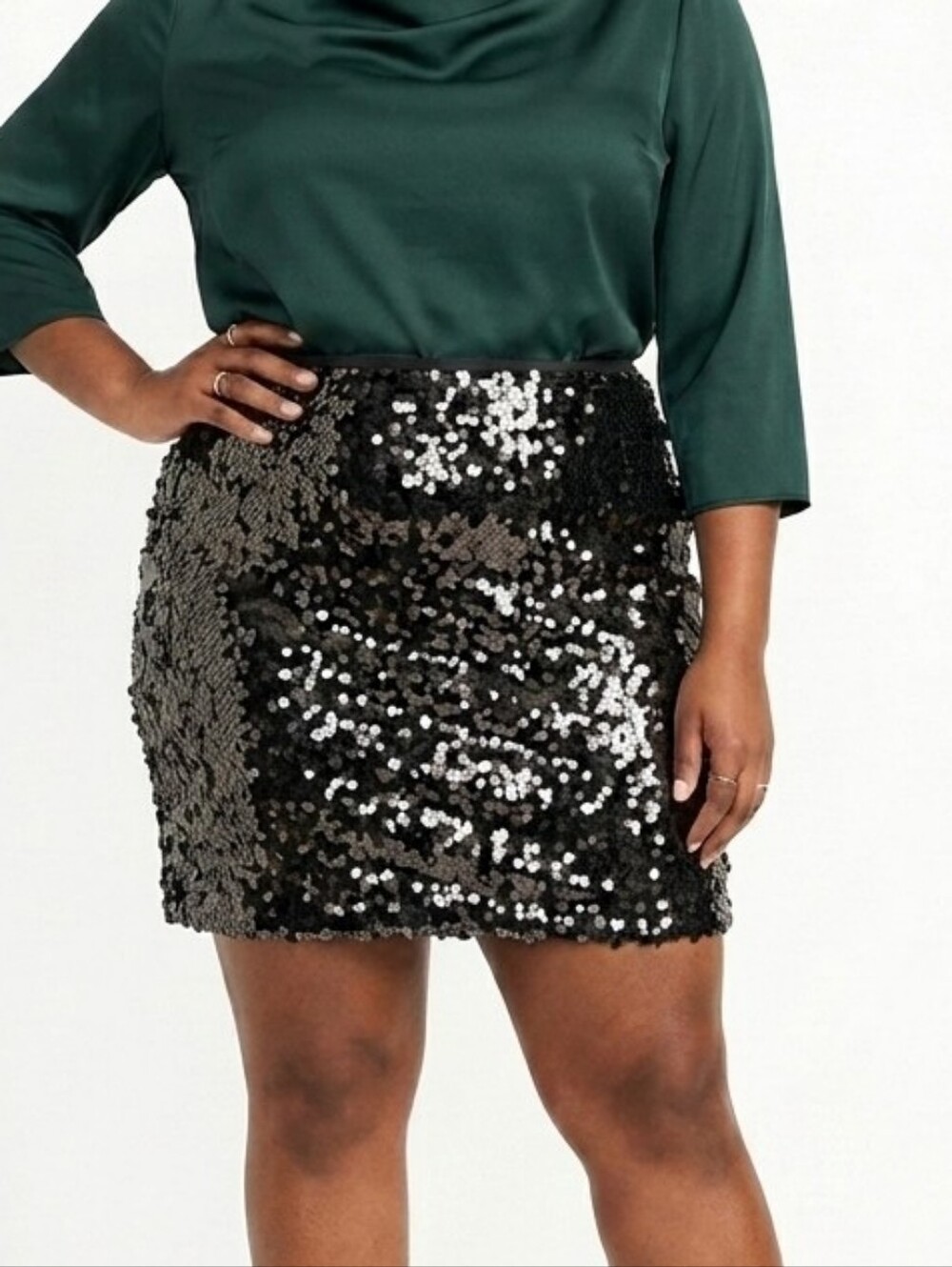 NWT Fusionista Black Sequin Mini Skirt